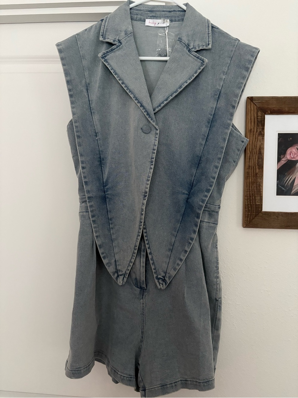 NWT Light Wash Denim Sleeveless Romper
